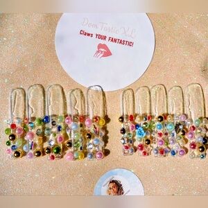 Colorful Beaded  Press-On Nails Handmade